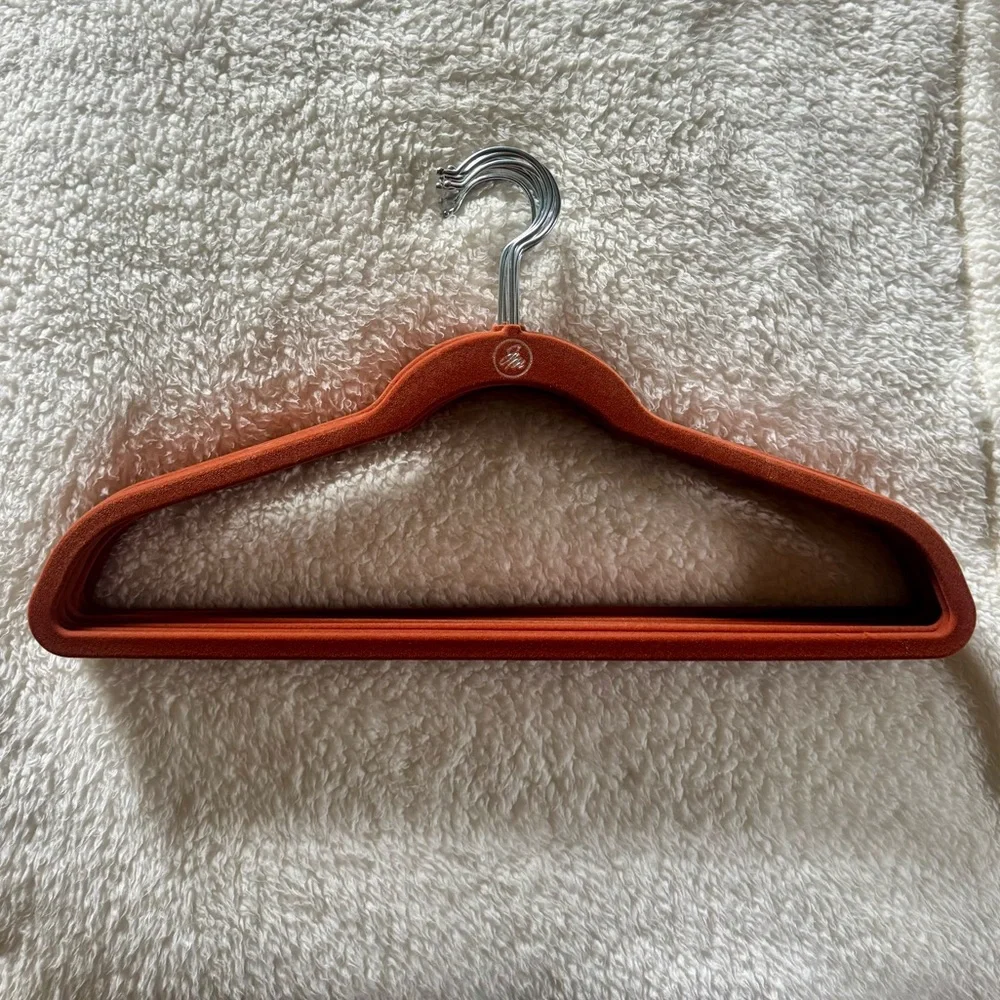 Huggable Hangers Joy Mangano Suit Hanger Rust Orange Velvet Flocking, Cnt #10